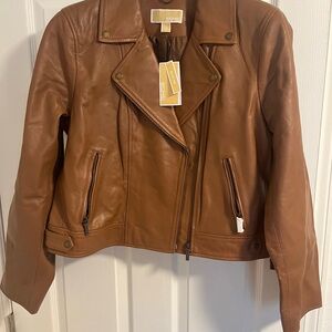 Michael Kors Brown Leather Jacket